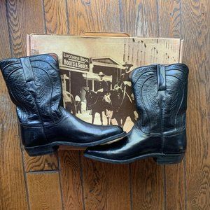 1980's Original Lucchese Black Leather Boots 9.5